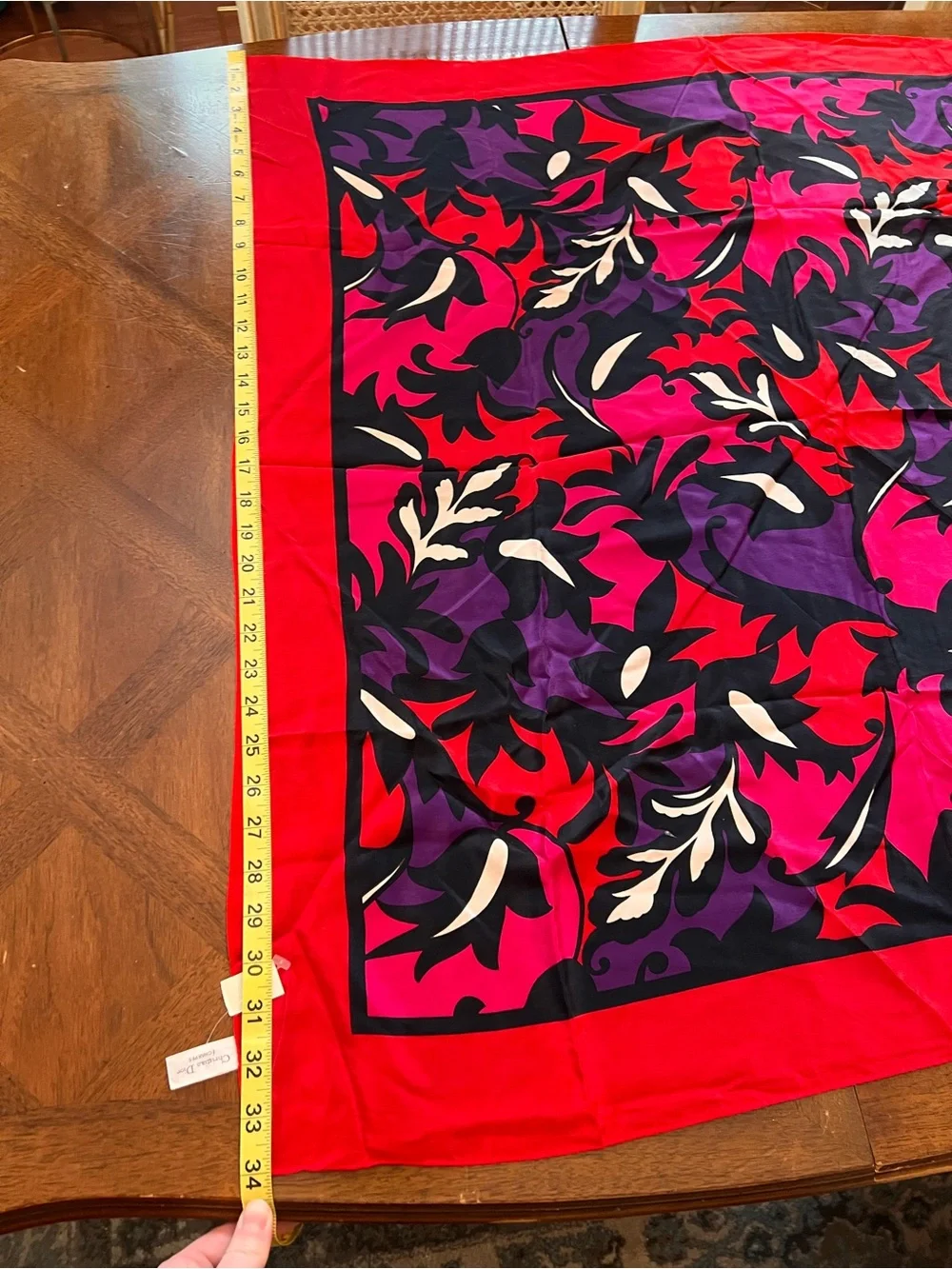 Vintage Christian Dior Multicolor Floral 100% Silk Scarf Japan New W/O Tag Nice!